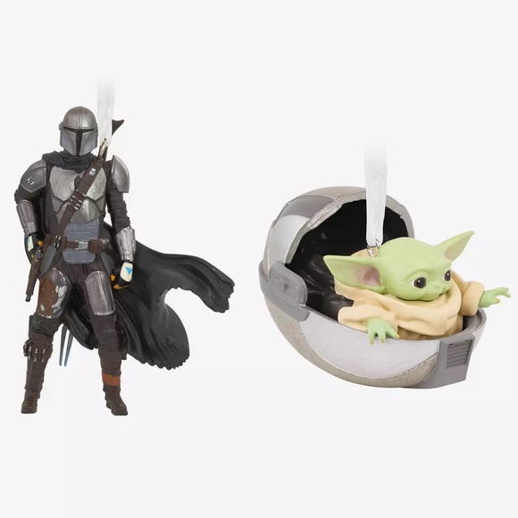 HALLMARK STAR WARS THE MANDALORIAN The Child & Mando ORNAMENT SET! Christmas NIB - Picture 1 of 4